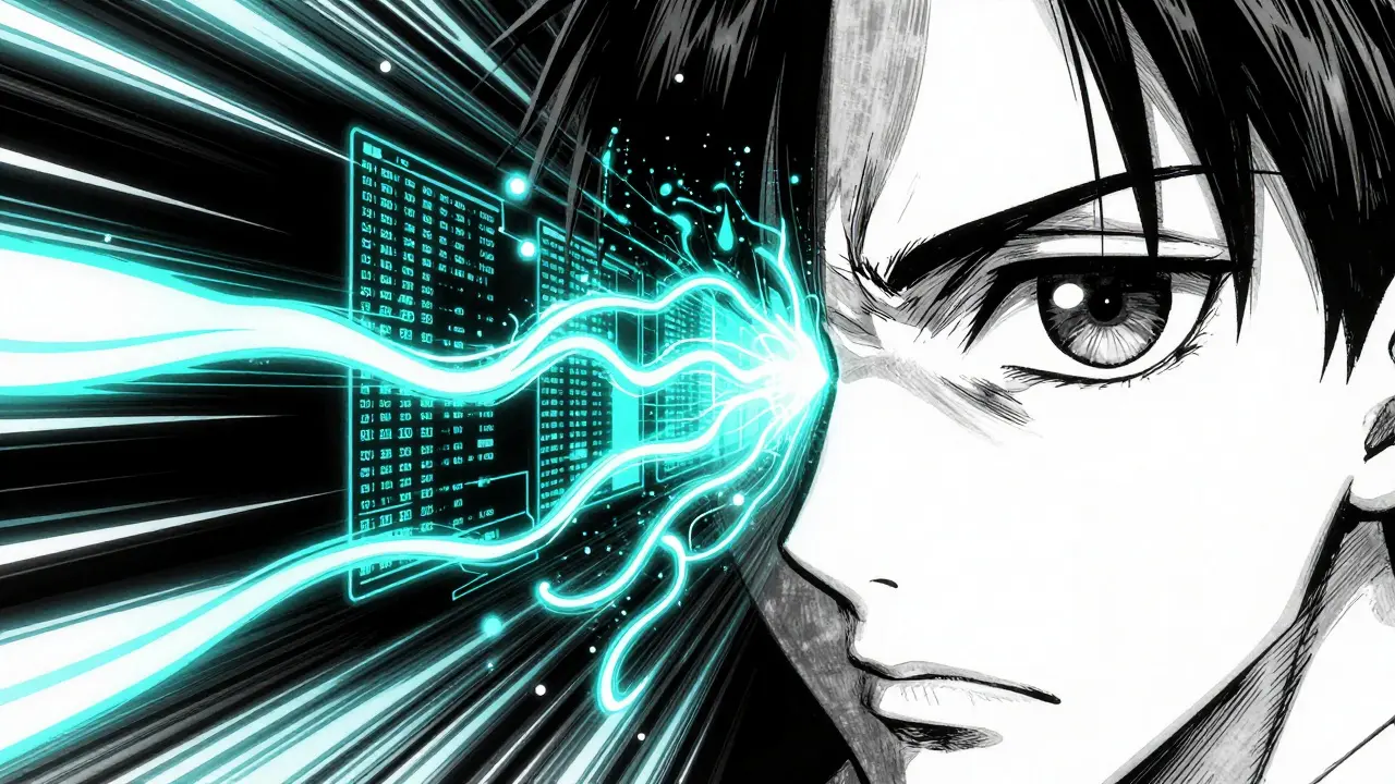 A focused eye scanning digital data streams for safety signals