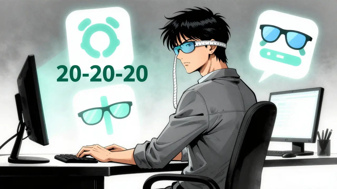 An ergonomically correct computer workspace with a person sitting in a healthy posture.